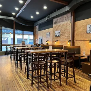 tables and chairs in a restaurant