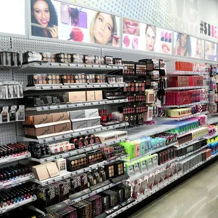 a cosmetics section in a store