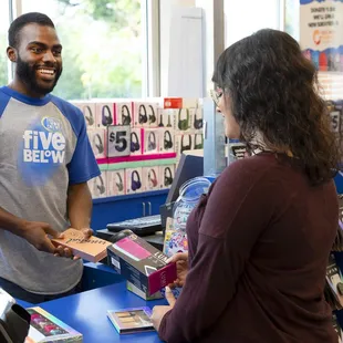 a man and a woman in a store