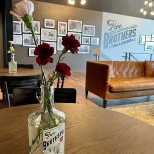 a vase of flowers on a table