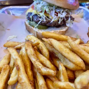 Classic Cheeseburger with Fries.