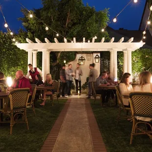 Our patio garden for firelit dining at night (check availability)