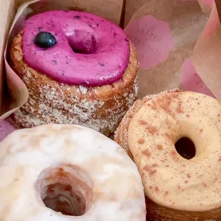 Blueberry Lavender, Maple, &amp; Original Glazed Cronuts.