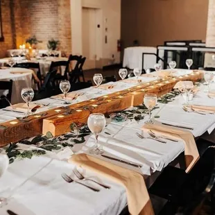 Decorated tabes for a special event at FIVE Event Center in Minneapolis, Minnesota.