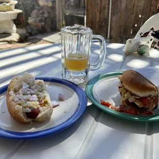 Hot Dog, Beer, and Burger