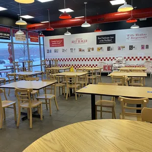 Inside empty on a snowy day