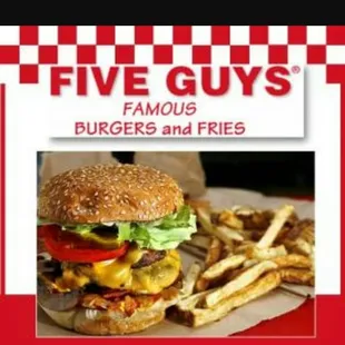 a picture of a hamburger and fries