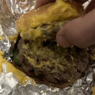 Burger clearly w/o extra patty.