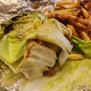 Lettuce wrap and fries