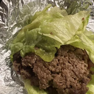 Needed a protein packed lettuce wrapped burger