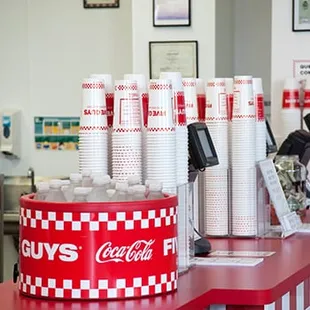 a red and white checkered counter