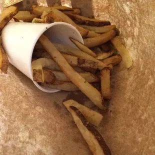 Doesn't look like it because i already ate some  but this is the "Little Fries" (smallest size) and there are a lot of fries!