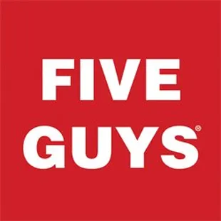 the five guys logo on a red background