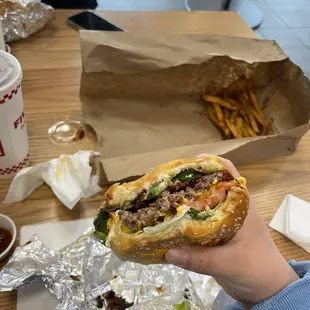 Little bacon cheeseburger and Regular Cajun Fries