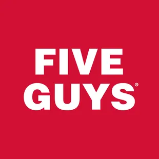 the five guys logo on a red background