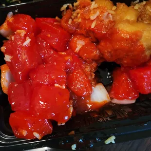 Pineapples not sweet &amp; sour chicken.