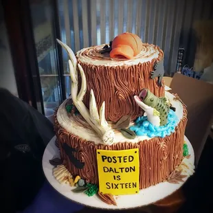 Hunting themed cake for 16 year old young man.