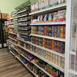 Spices, beans, canned goods and sauces.