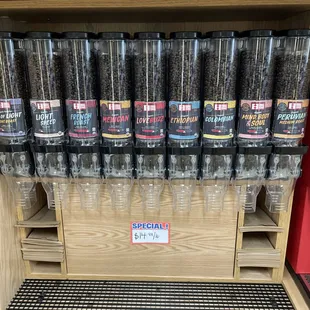 a display of coffee beans