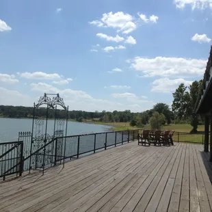 The deck outside the lodge