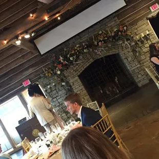 The fireplace is pretty