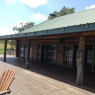 The deck outside the lodge