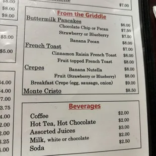 menu