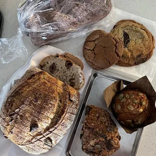a variety of baked goods