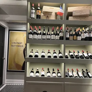 a display of wine bottles