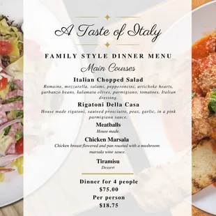 Family Style Dinner Take-Out