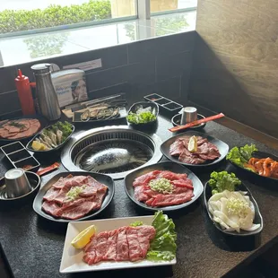 a variety of food on a table