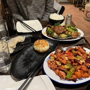 a table full of asian food