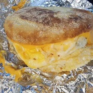 Sausage and egg star muffin ( non pork, not sure if beef or turkey)