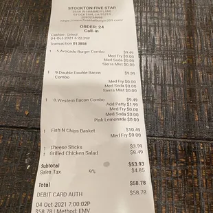 My receipt