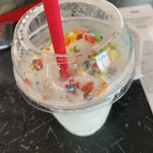 a milkshake with a straw