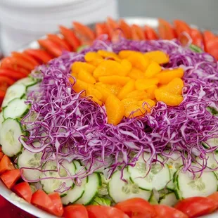 Gourmet Mixed Green Salad with Purple Cabbage, Mandarin Oranges