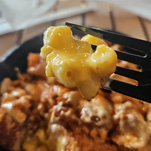 The mac n cheese was very gooey, cheesy, and velvety.