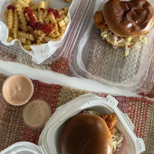 Honey hot chicken sandwich and five star chicken sandwich combo