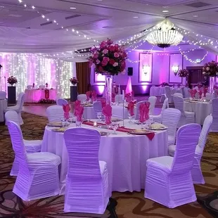Cheyenne Mountain Resort  Colorado Ballroom  
Pink and white wedding decor