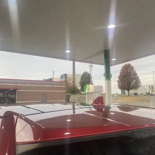 a view of a gas station