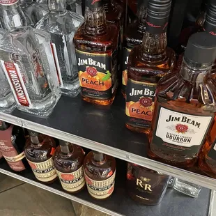 a shelf of liquor