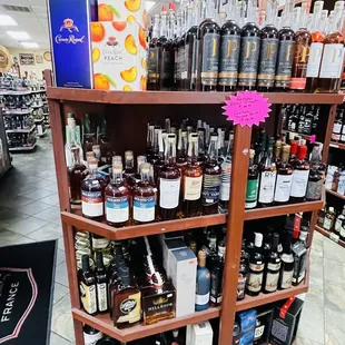 shelves of liquor