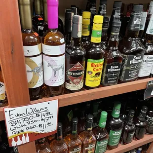 a shelf of liquor