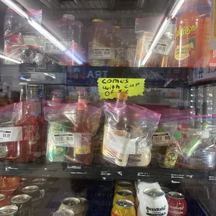 They have prepackaged drinks for $10.