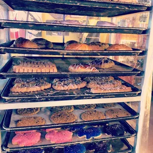 a display of baked goods