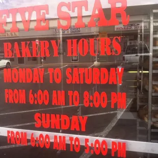 bakery hours