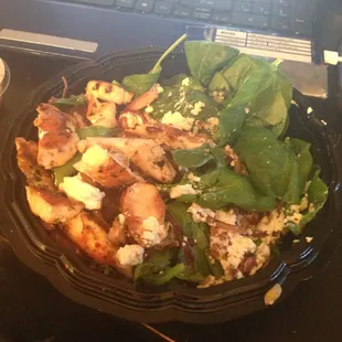 spinach salad with grilled chicken ... delish