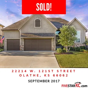 22214 W 121st Terrace, Olathe, Kansas 66061 Subdivision: Grayson Place County: Johnson County, KS Sold: September 2017