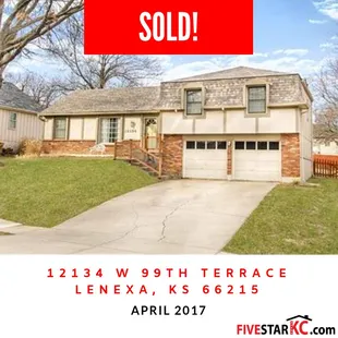 12134 W. 99th Terrace, Lenexa, KS 66215 Subdivision: Oak Park County: Johnson County, KS Sold: April 2017