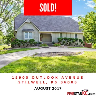 15900 Outlook Avenue, Stilwell, KS 66085  Subdivision: Blue Valley Heights County: Johnson County, KS Sold: August 2017